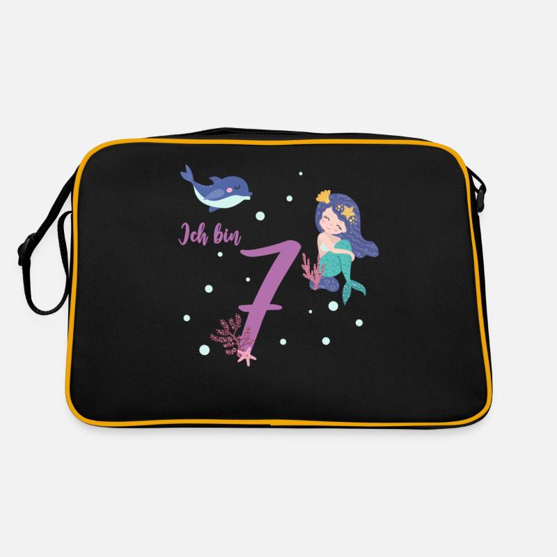 siebter Geburtstag 7 Jahre alt Geburtstagsshirt - Retro Tasche - Schwarz/Gold