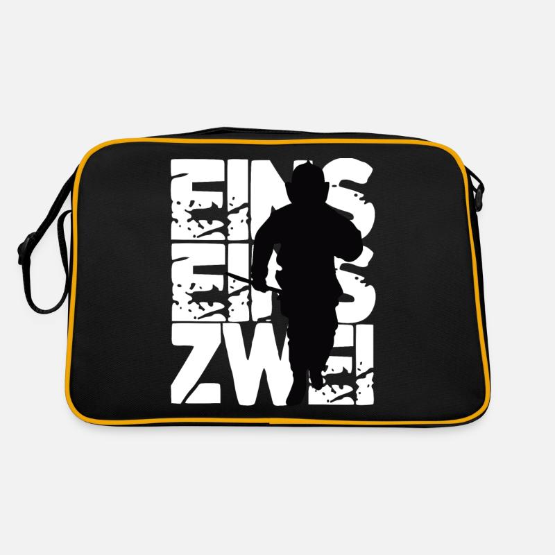 Feuerwehr eins eins zwei Feuerwehrmann Feuerwehr - Retro Tasche - Schwarz/Gold