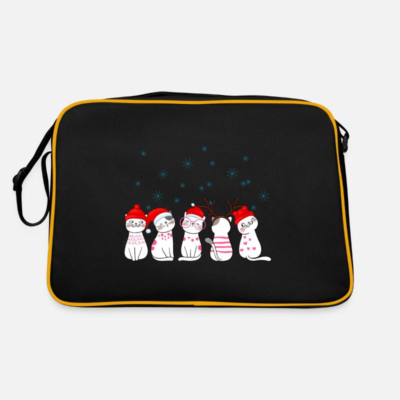 Weihnachten Katzen Niedlich - Retro Tasche - Schwarz/Gold
