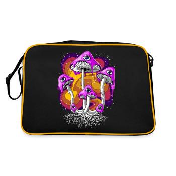 Psilocybin Zauberpilze Psychedelische Augen - Retro Tasche - Schwarz/Gold - Hinten