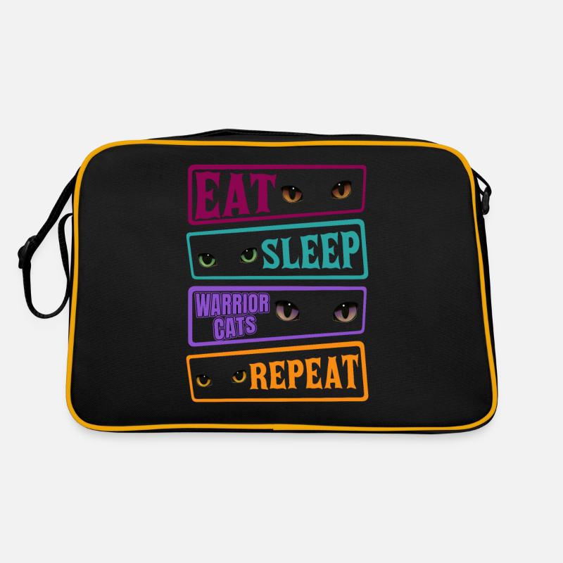 Eat Sleep Katze Cat Repeat Warrior Cat Katzen Retro Tasche