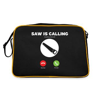 Meine Säge Ruft an ich - Retro Tasche - Schwarz/Gold - Hinten