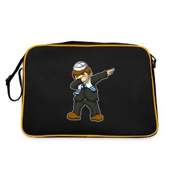 Jewish Bar Mitzvah Boy Dabbing Happy Hanukah - Retro Bag - black/gold - Back