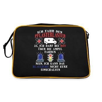 Rettungswagen Sanitäter Pflasterlaster Rettung - Retro Tasche - Schwarz/Gold - Hinten