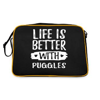 LIFE IS BETTER WITH PUGGLES - Retro Bag - black/gold - Back