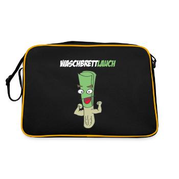 Waschbrett Lauch Sixpack Muskeln Gym Fitness - Retro Tasche - Schwarz/Gold - Hinten