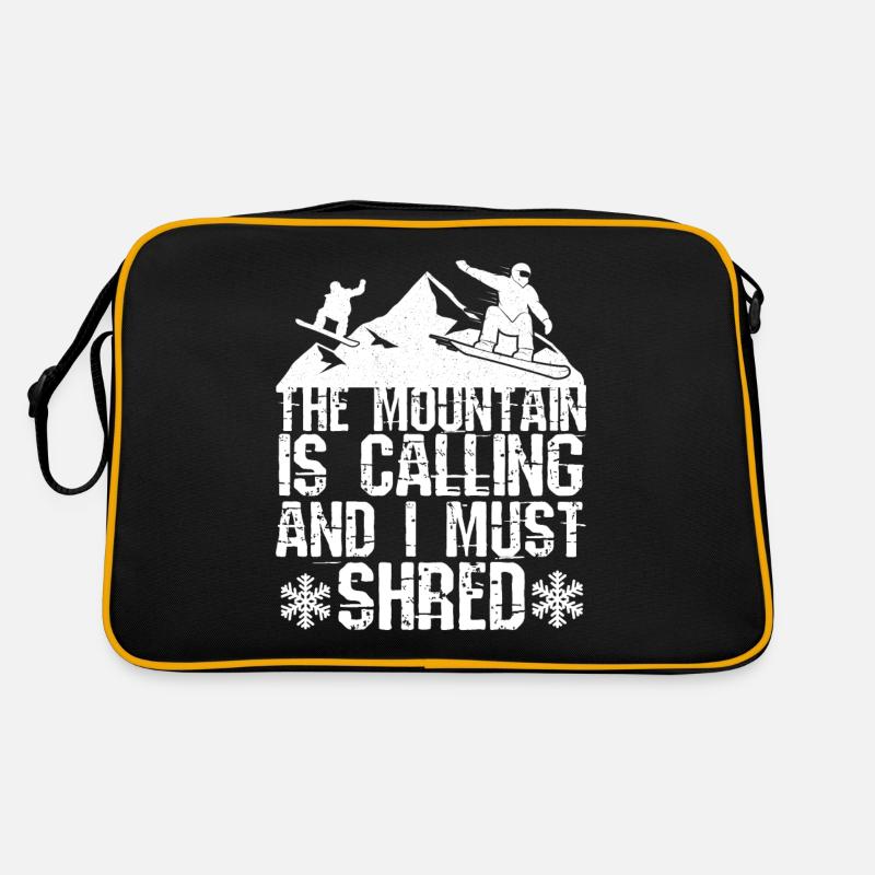 Snowboard Snowboarder Shred Weiß - Retro Tasche - Schwarz/Gold