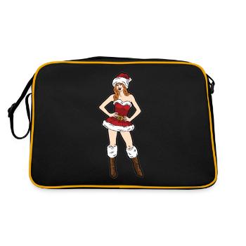 Sexy woman girl in a tight outfit Christmas - Retro Bag - black/gold - Back