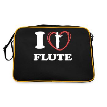 Flute T Shirt For Women - Retro Tasche - Schwarz/Gold - Hinten