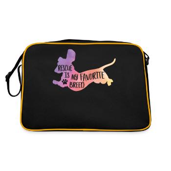 Rettung ist mein Favorit - Dackel - Retro Tasche - Schwarz/Gold - Hinten