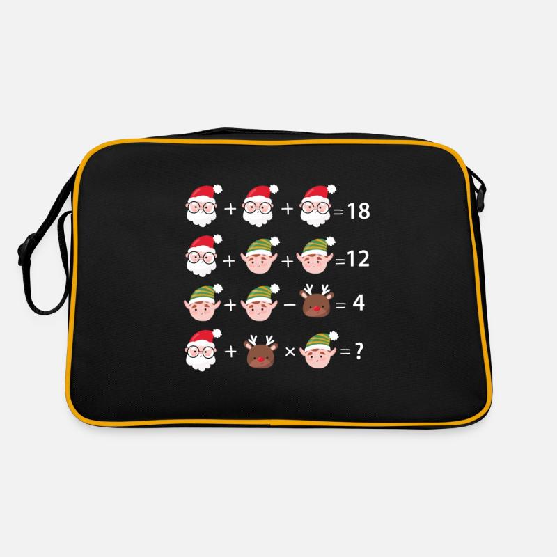 Weihnachten Mathe Lehrer Mathe Quiz - Retro Tasche - Schwarz/Gold