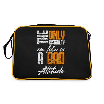 Rollstuhl Rolli Sprüche Humor Rollin - Retro Tasche - Schwarz/Gold - Hinten