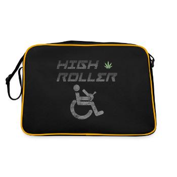 High Roller Rollstuhl Sprüche Selbstbewusst - Retro Tasche - Schwarz/Gold - Hinten