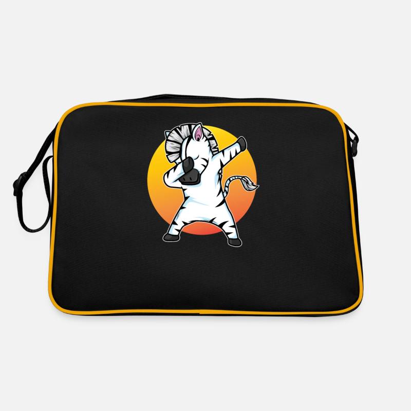 Dabbing Zebra Lustig Dab Tanz Geschenk Geburtstag - Retro Tasche - Schwarz/Gold