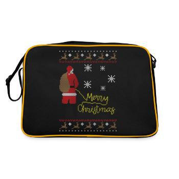 Santa Peeing Peeing Santa Claus Ugly Xmas - Retro Bag - black/gold - Back