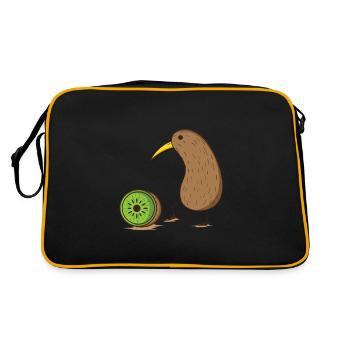 Oiseau kiwi avec un kiwi tranché - Sac Retro - noir/or - Dos