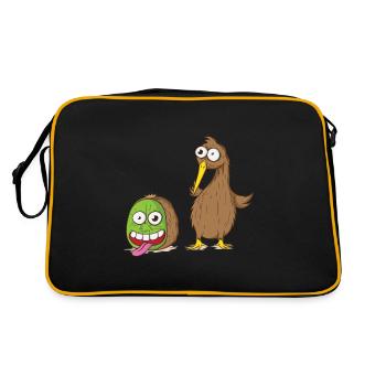 Oiseau kiwi et fruit kiwi - Sac Retro - noir/or - Dos