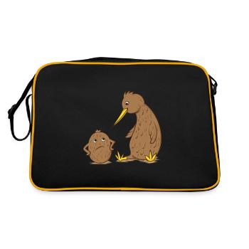 Un oiseau kiwi parle à un kiwi - Sac Retro - noir/or - Dos