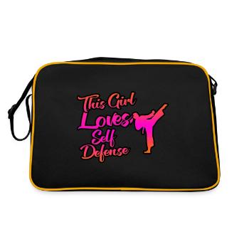 This girl loves self-defense - Retro Bag - black/gold - Back