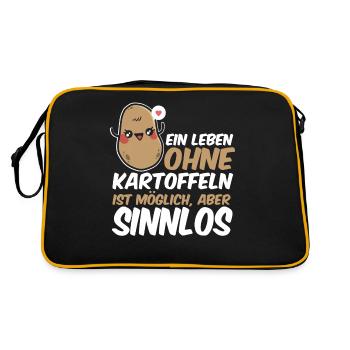 Kartoffel Pflanze Rezepte Gerichte Lecker Geschenk - Retro Tasche - Schwarz/Gold - Hinten