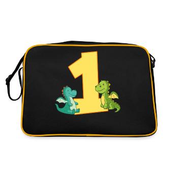 1. Geburtstag Drachen 1 Jahr Alt Kinder Geschenk - Retro Tasche - Schwarz/Gold - Hinten