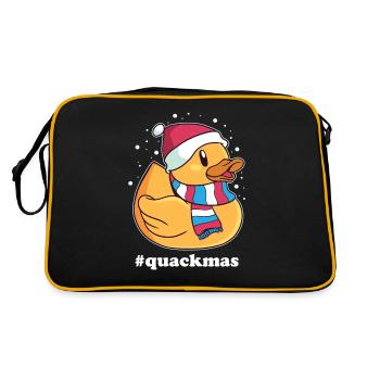 Weihnachtsente Ente Quack Mütze Winter Geschenk - Retro Tasche - Schwarz/Gold - Hinten