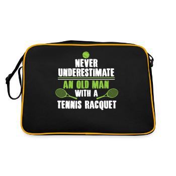 Never underestimate an old man with tennis racquet - Retro Bag - black/gold - Back