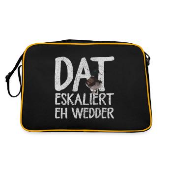 Ente Eskaliert Eh Wedder Plattdeutsch - Retro Tasche - Schwarz/Gold - Hinten