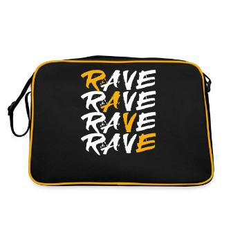 Rave House Dubstep Techno Hardstyle Raver - Retro Tasche - Schwarz/Gold - Hinten