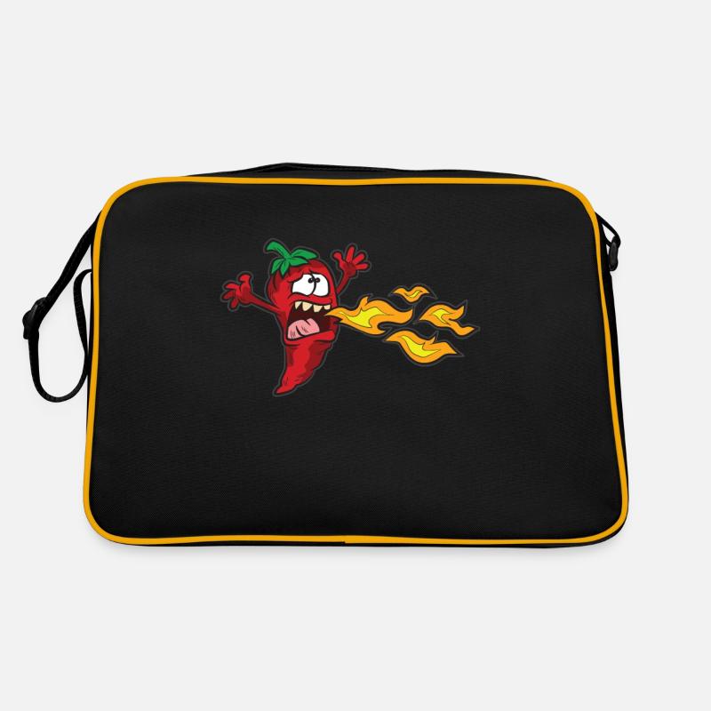 Fiery chili pepper Chilli pod Sharp food Retro Bag