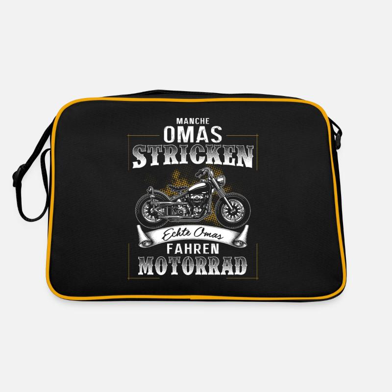 Oma Motorradfahrer - Retro Tasche - Schwarz/Gold