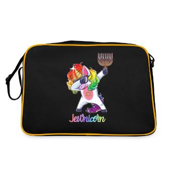 Jewnicorn- Jewish Dabbing Unicorn Hanukkah - Retro Bag - black/gold - Back