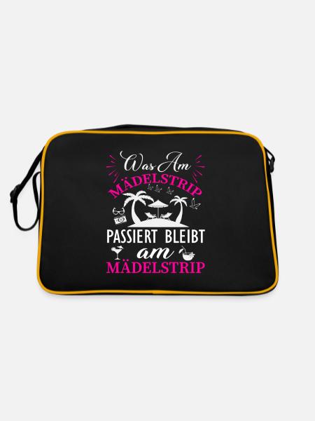 Mädelstrip Girls Trip Crew Mädelstour Mädelscrew - Retro Tasche - Schwarz/Gold - Hinten