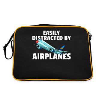 Airplane Pilot Pilot Fly Flight - Retro Bag - black/gold - Back
