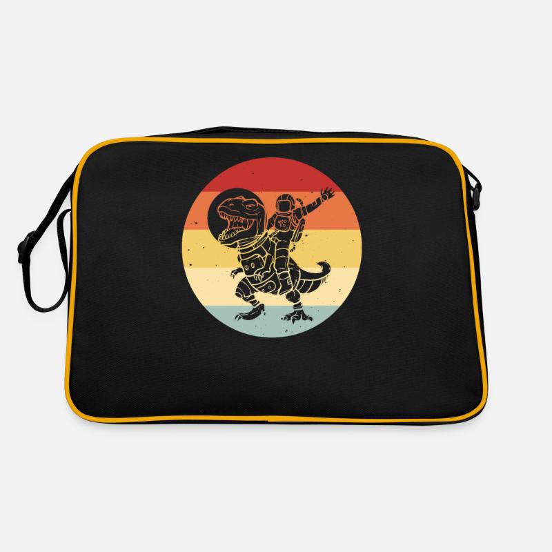 Dinosaurier Astronaut Weltall Retro - Retro Tasche - Schwarz/Gold