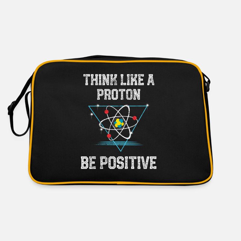 Think Like A Proton Be Positive Quantum Physics - Retro Bag - black/gold