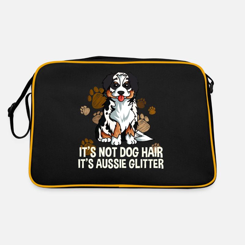 Australian Shepherd Geschenk Lustig - Retro Tasche - Schwarz/Gold