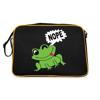 Frosch Froschkönig Frösche Quark Tier Froschkopf - Retro Tasche - Schwarz/Gold - Hinten