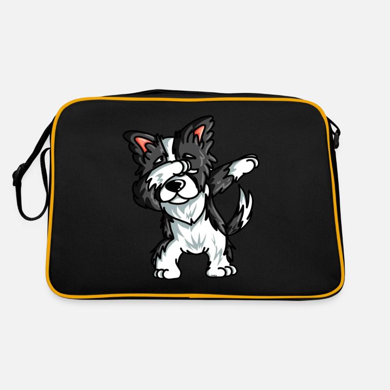 Border Collie Mama Mutter Hund Retro Tasche