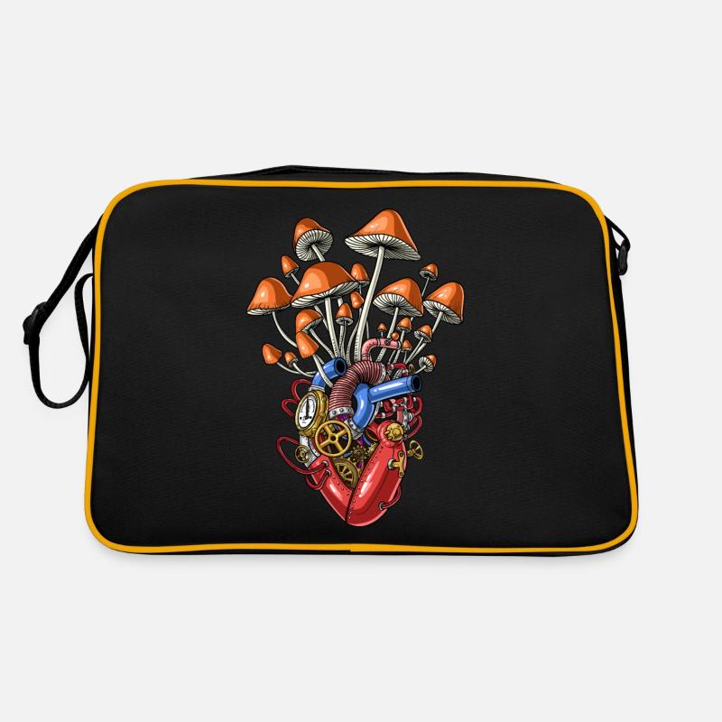 Steampunk Magic Mushrooms Heart Retro Bag