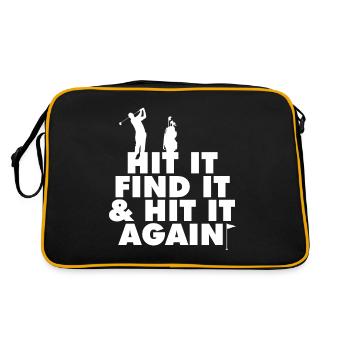 Golf Golfplatz Golfer Sprüche Abschlag - Retro Tasche - Schwarz/Gold - Hinten