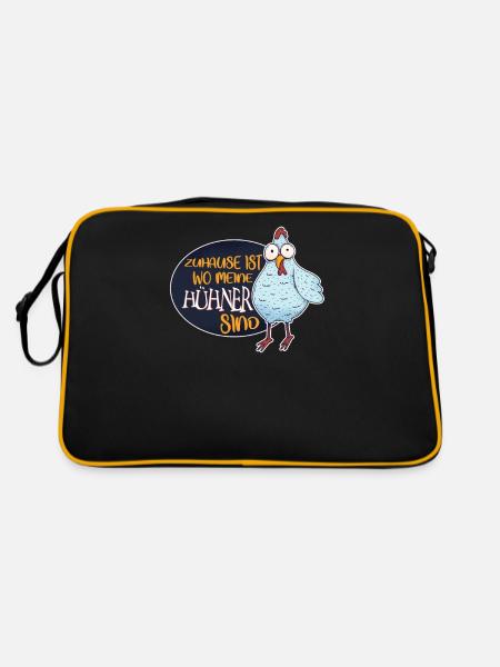 Zu hause ist wo meine Hühner sind Hühner Flüsterer - Retro Tasche - Schwarz/Gold