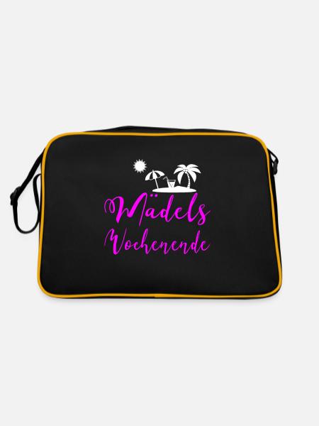 Mädelswochenende Mädelstrip Girls Trip Weekend - Retro Tasche - Schwarz/Gold - Hinten