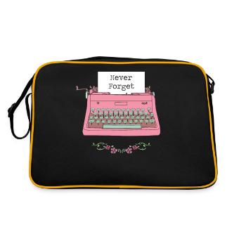 Vintage Typewriter Cartoon Art Gift - Retro Tasche - Schwarz/Gold - Hinten