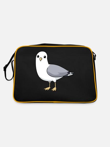 Comic Möwe Gull - Retro Tasche - Schwarz/Gold - Hinten