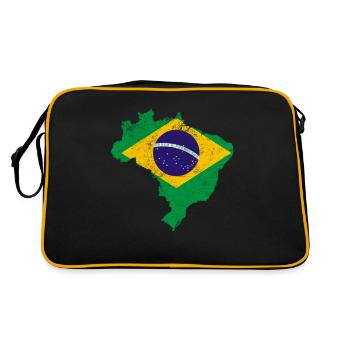 Brazil Flag print distressed vintage - Retro Bag - black/gold - Back