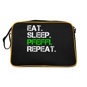 Eat Sleep Pfeffi Repeat - Retro Tasche - Schwarz/Gold - Hinten