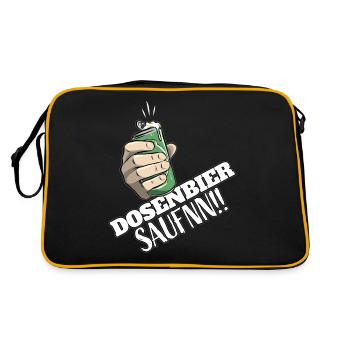 Dosenbier Saufen saufnn Bier Lustig Do Do - Retro Tasche - Schwarz/Gold - Hinten