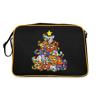 MEOWY CHRISTMAS Katzen Tannenbaum Christbaum - Retro Tasche - Schwarz/Gold - Hinten
