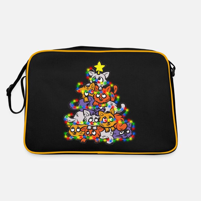 MEOWY CHRISTMAS Katzen Tannenbaum Christbaum Retro Tasche